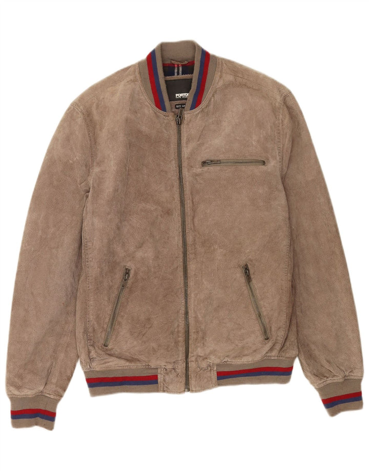 PEPE Jeans Chaqueta Bomber de Ante para Hombre UK 40 Large Cuero Beige