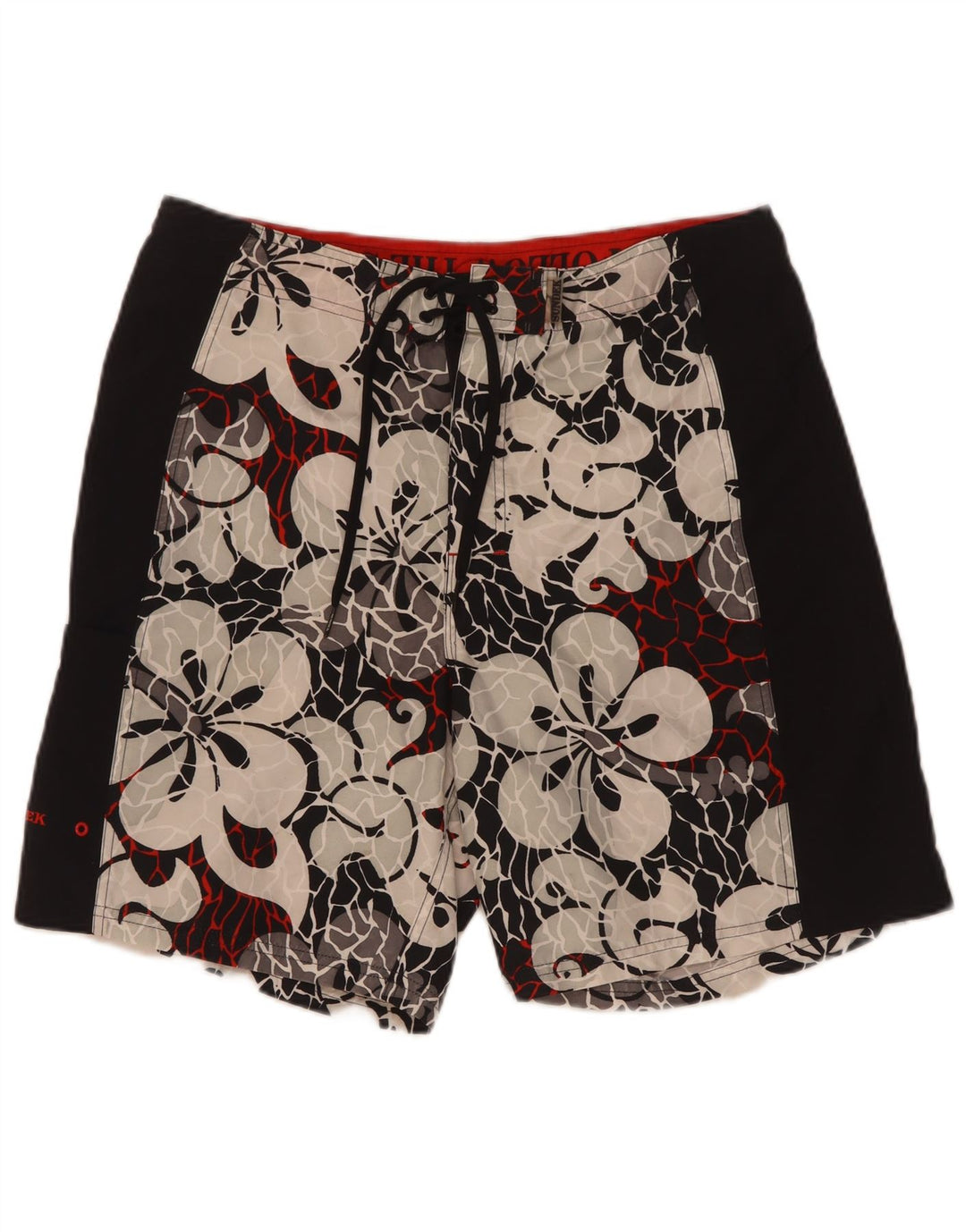 Sundek Bañador con estampado gráfico para hombre, poliéster floral negro grande
