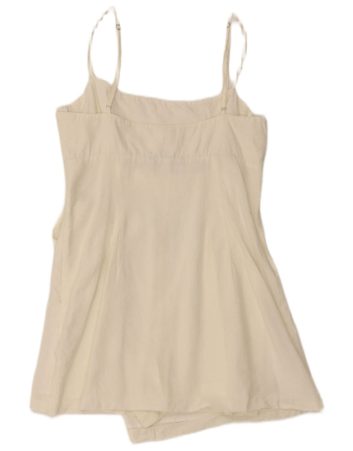 Zara Mujer Top Túnica Con Lazo Frontal UK 12 Medium White Lyocell