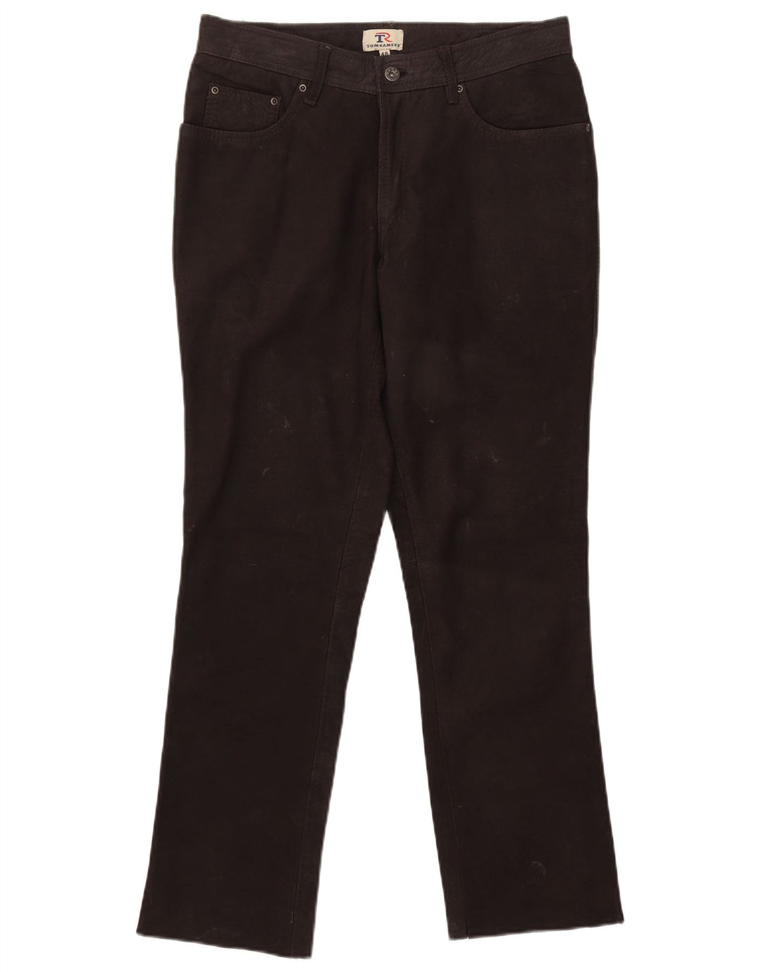 Tom Ramsey Pantalones de cuero delgados para hombre EU 48 Medium W32 L29 Cuero marrón