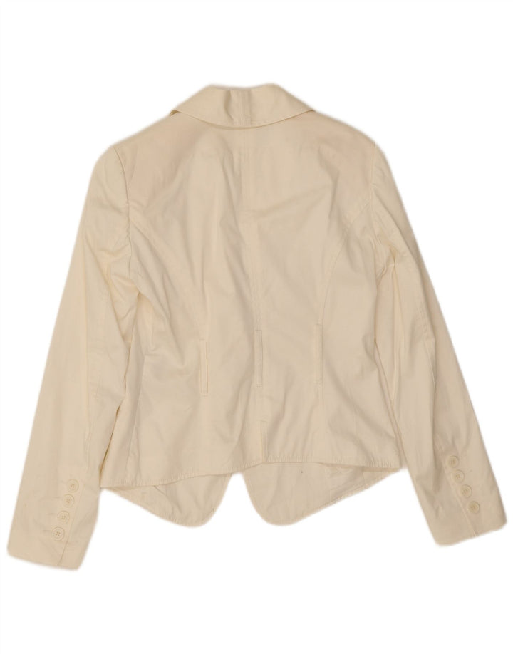 Germano Zama Chaqueta tipo blazer de 1 botón para mujer UK 8 Small White Cotton