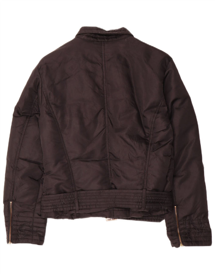 Benetton Chaqueta Motera Corta Acolchada Extragrande para Mujer EU 40 Small Nylon Negro
