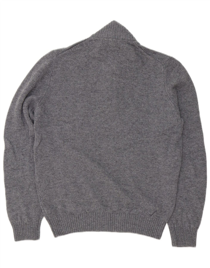 Marks & Spencer Jersey con cuello y cremallera para hombre de lana de cordero gris medio