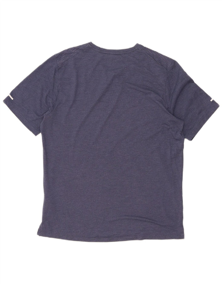 Camiseta Nike Dri Fit para hombre Top medio azul marino poliéster a rayas