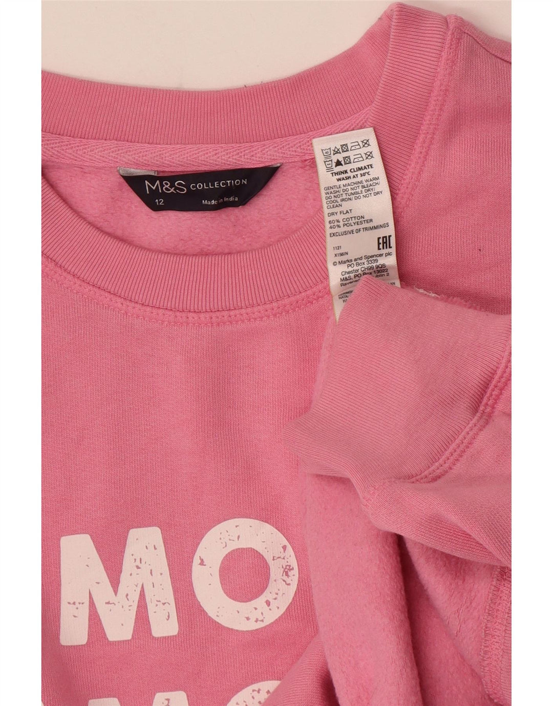 Marks & Spencer - Sudadera gráfica para mujer (talla 40), algodón rosa mediano
