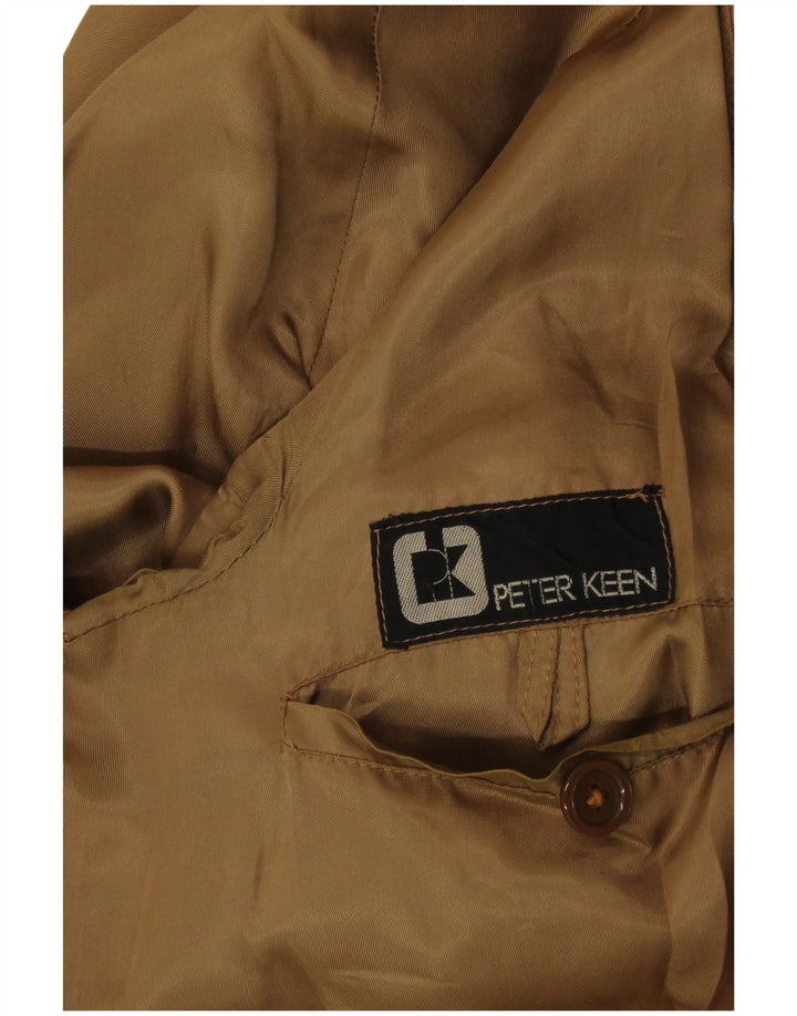 PETER KEEN Chaqueta bomber de ante para hombre UK 36 Small Brown Leather