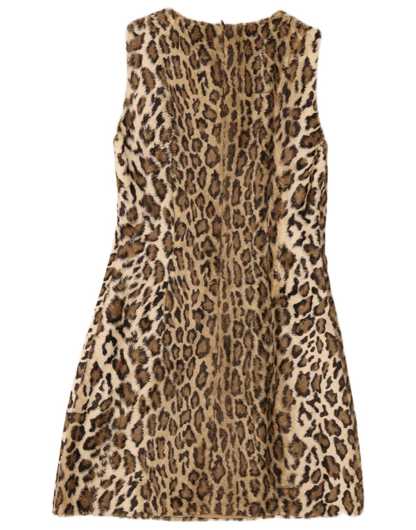 L'altra Moda Vestido Acampanado De Piel Sintética IT 40 Small Beige Animal Print
