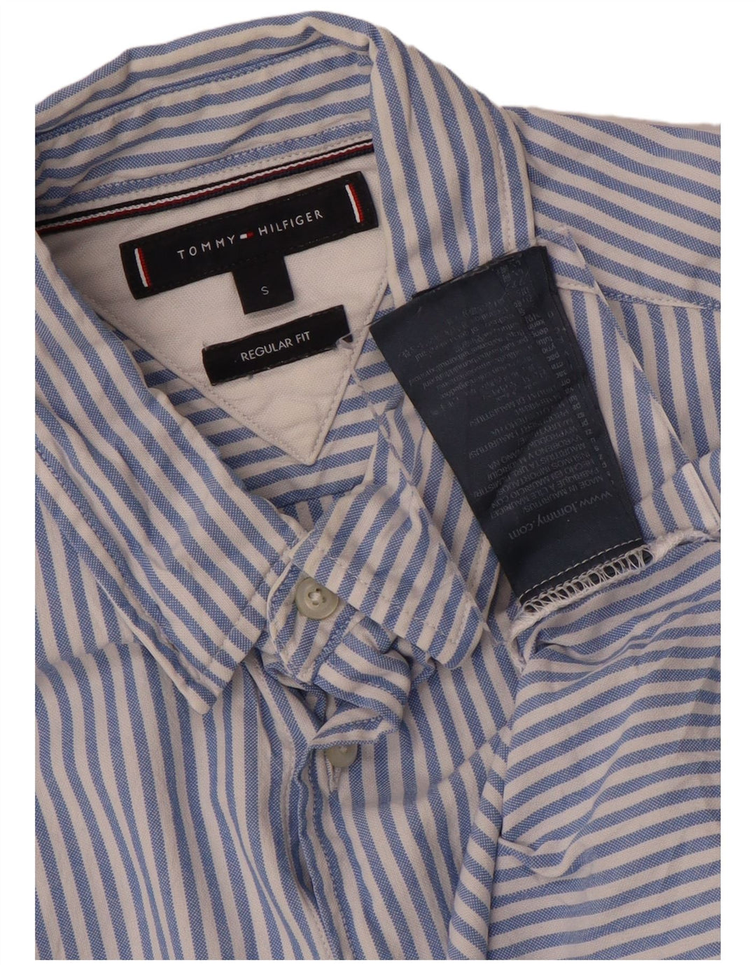 TOMMY HILFIGER Camisa Regular Fit para Hombre Algodón A Rayas Azul Pequeño