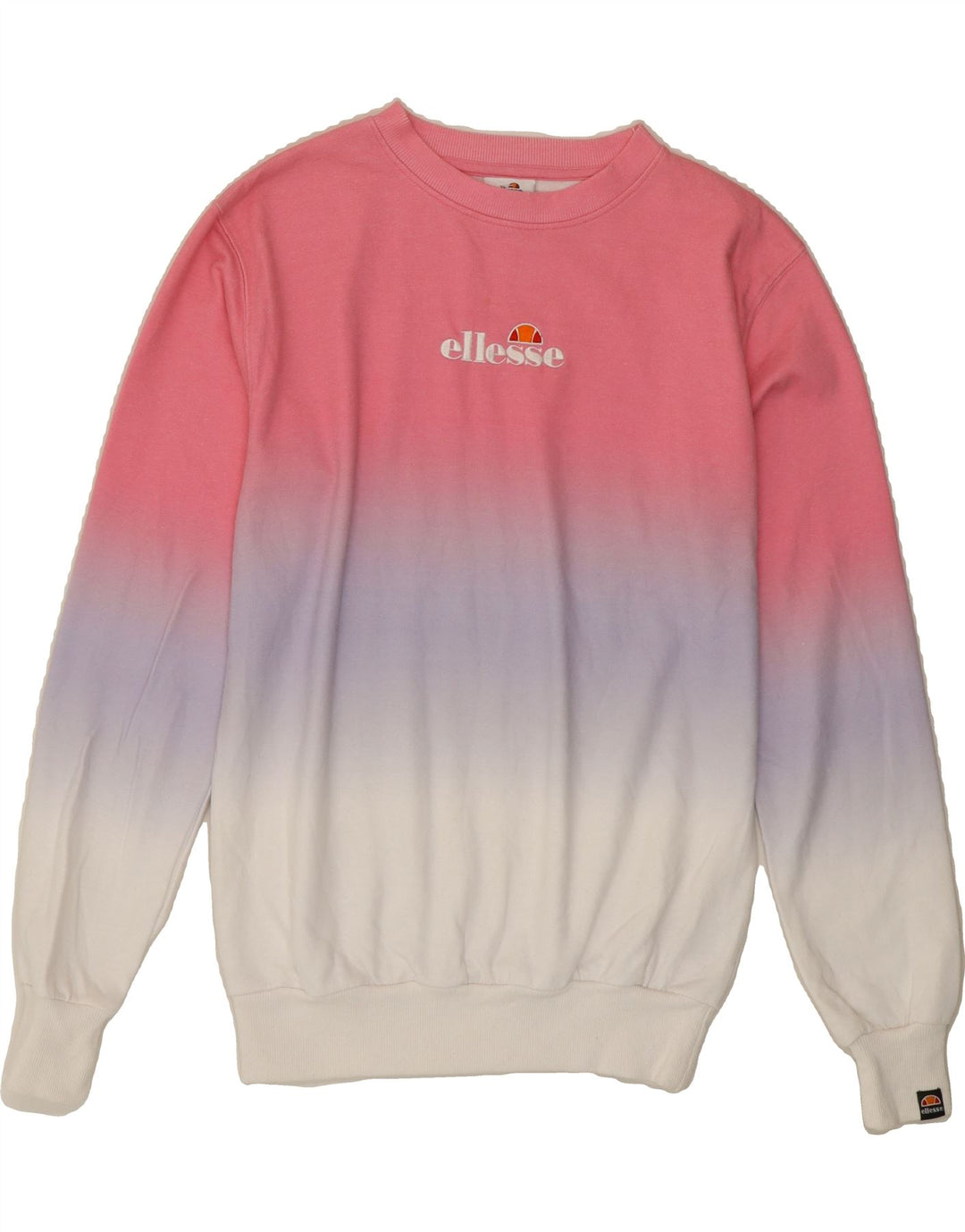 ELLESSE Womens Oversized Graphic Sweatshirt Jumper UK 8 Small Pink Tie Dye Vintage Ellesse and Second-Hand Ellesse from Messina Hembry 