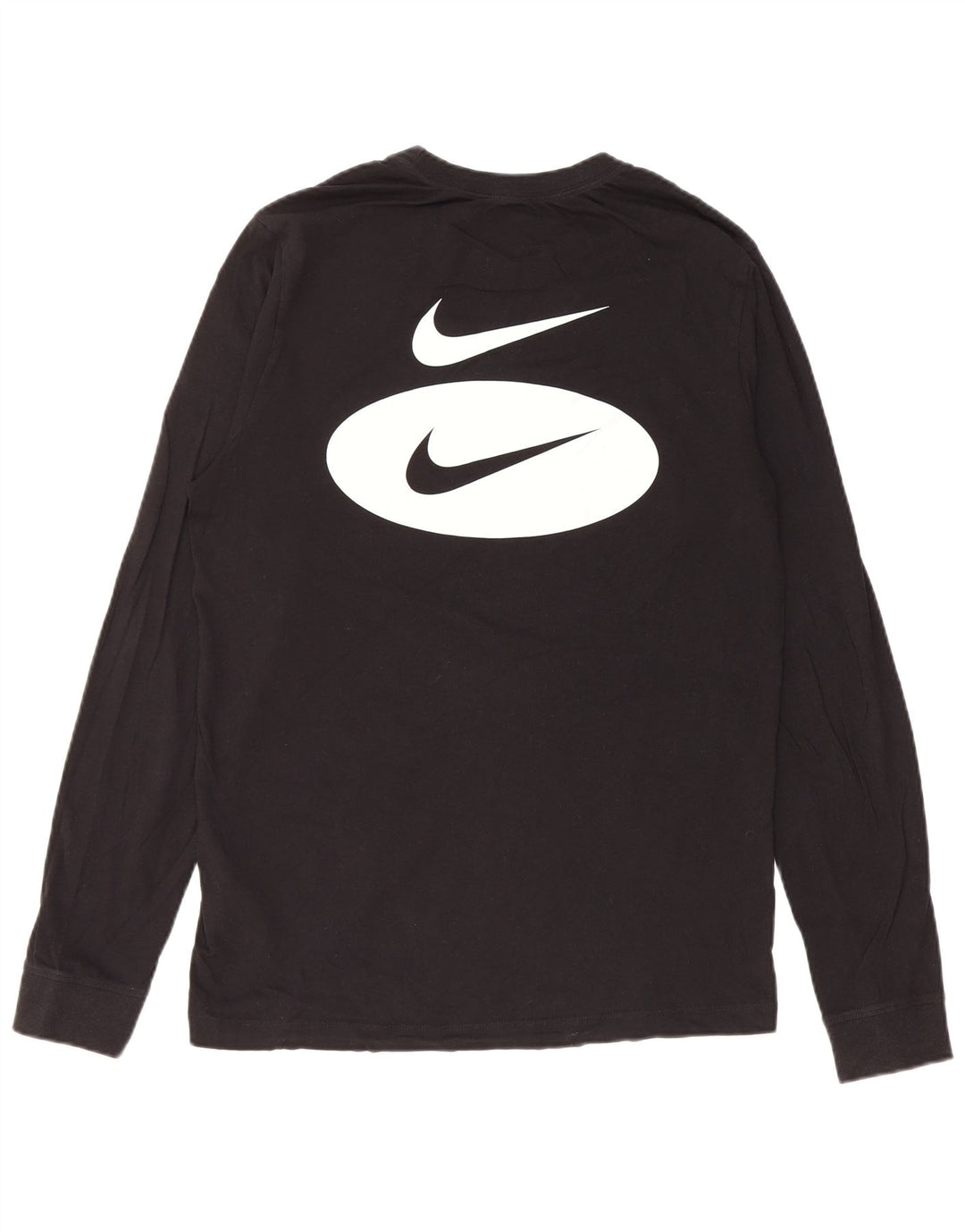 Nike Camiseta gráfica de manga larga para hombre, talla pequeña, algodón negro