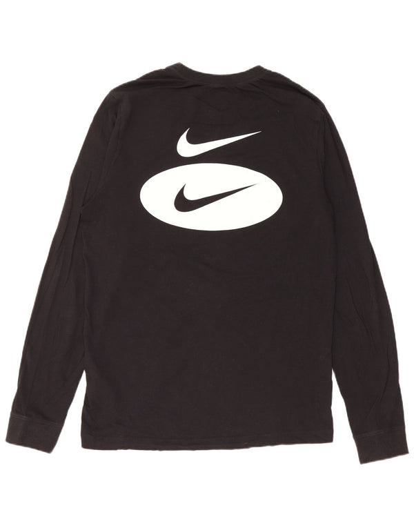 Nike Camiseta gráfica de manga larga para hombre, talla pequeña, algodón negro