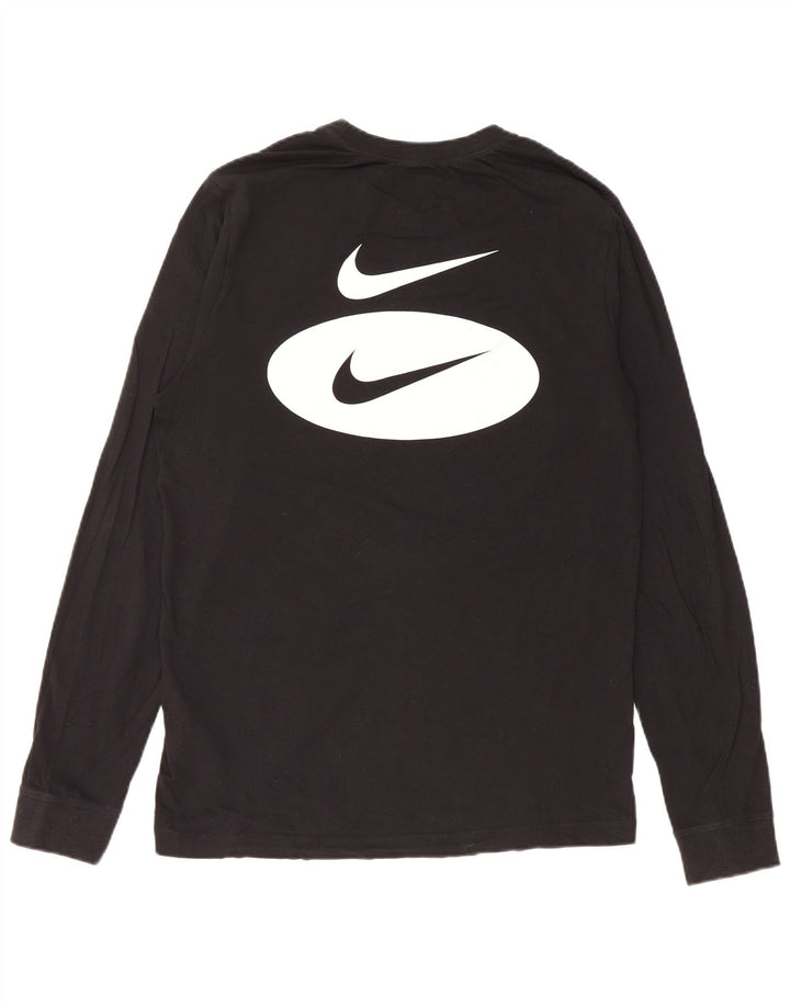 Nike Camiseta gráfica de manga larga para hombre, talla pequeña, algodón negro