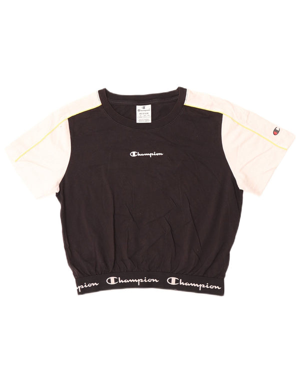 Champion Camiseta Corta Gráfica para Mujer UK 40 Medium Black Colorblock
