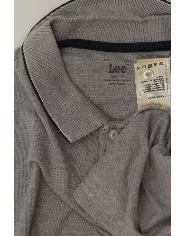 LEE Polo de corte regular para hombre de algodón gris grande