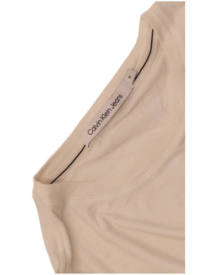 Calvin Klein Jeans Hombre Camiseta Gráfica Top Medium Off White
