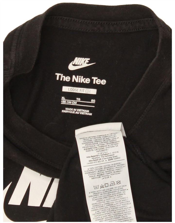 NIKE Camiseta holgada con gráfico para niñas 13-14 años XL Algodón negro
