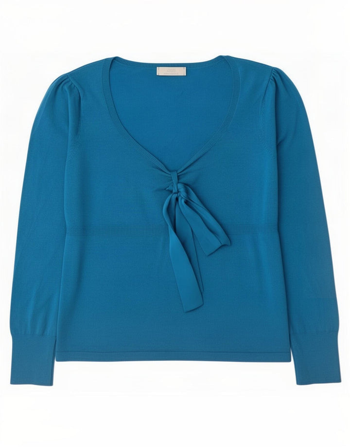 Marks & Spencer Top elástico para mujer de manga larga UK 44 Viscosa azul medio