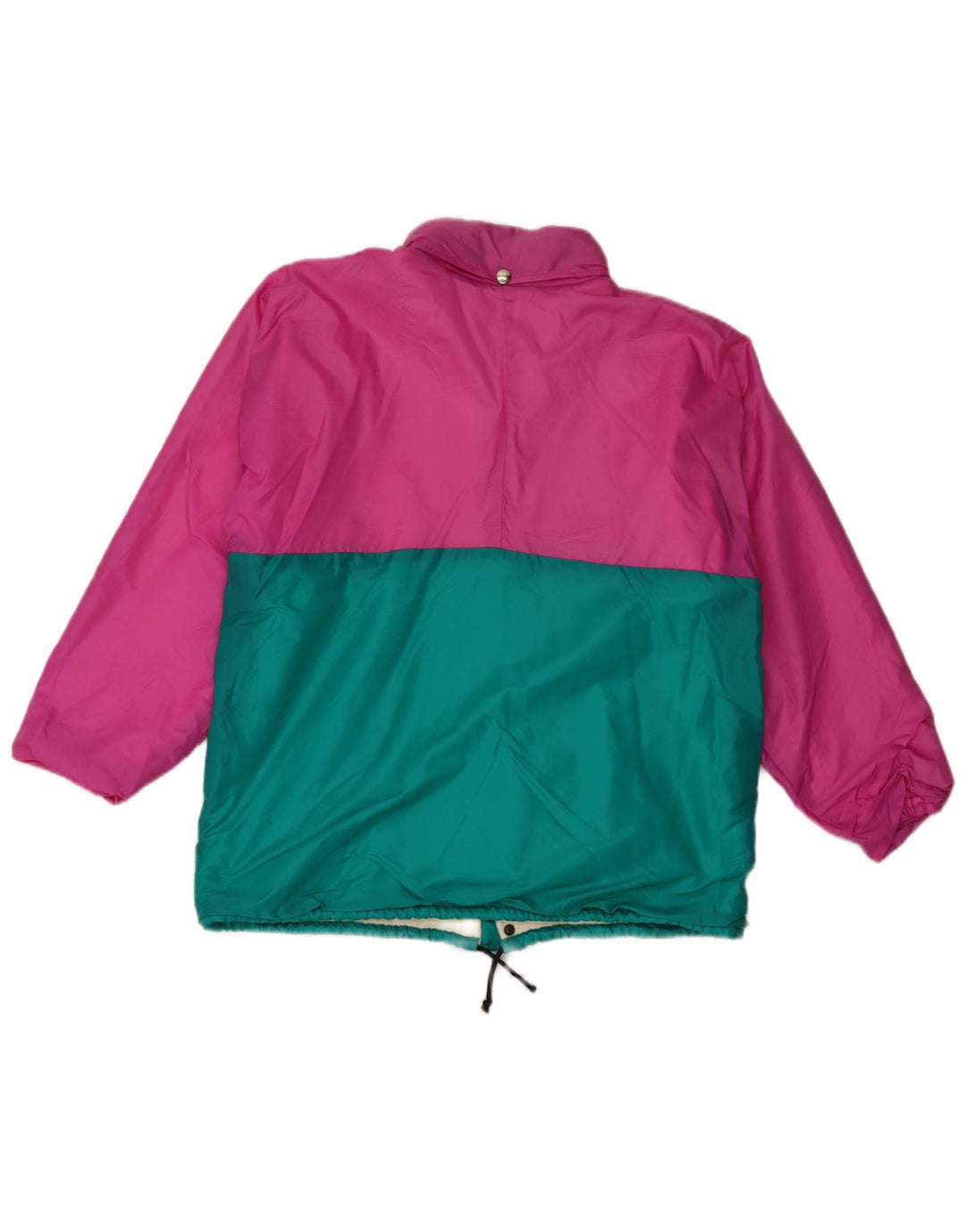 Vintage hombres chaqueta de lluvia Reino Unido 38 medio rosa colorblock poliéster
