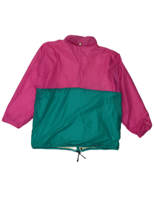 Vintage hombres chaqueta de lluvia Reino Unido 38 medio rosa colorblock poliéster