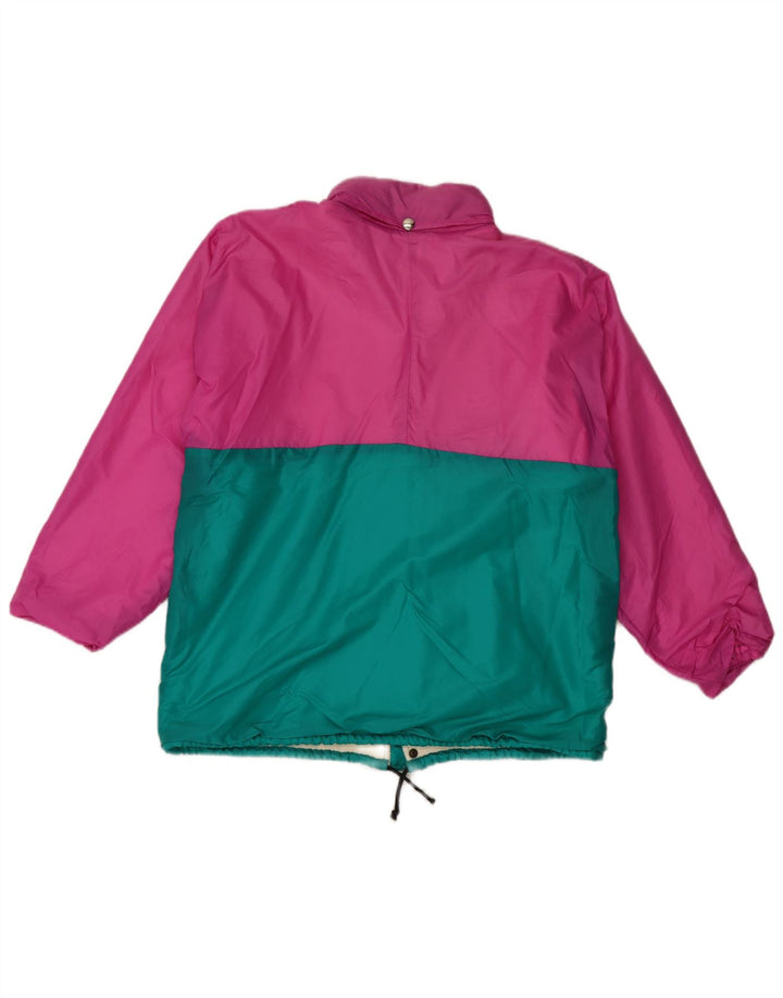 Vintage hombres chaqueta de lluvia Reino Unido 38 medio rosa colorblock poliéster
