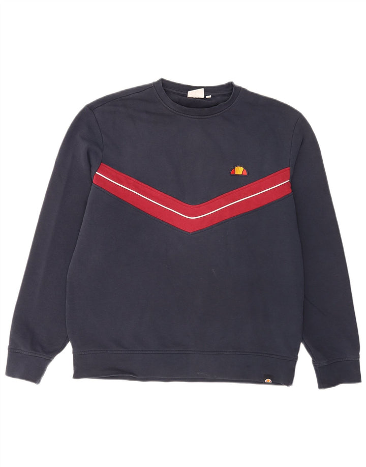 Ellesse Hombre Sudadera Jumper Medium Azul Marino Colorblock Algodón