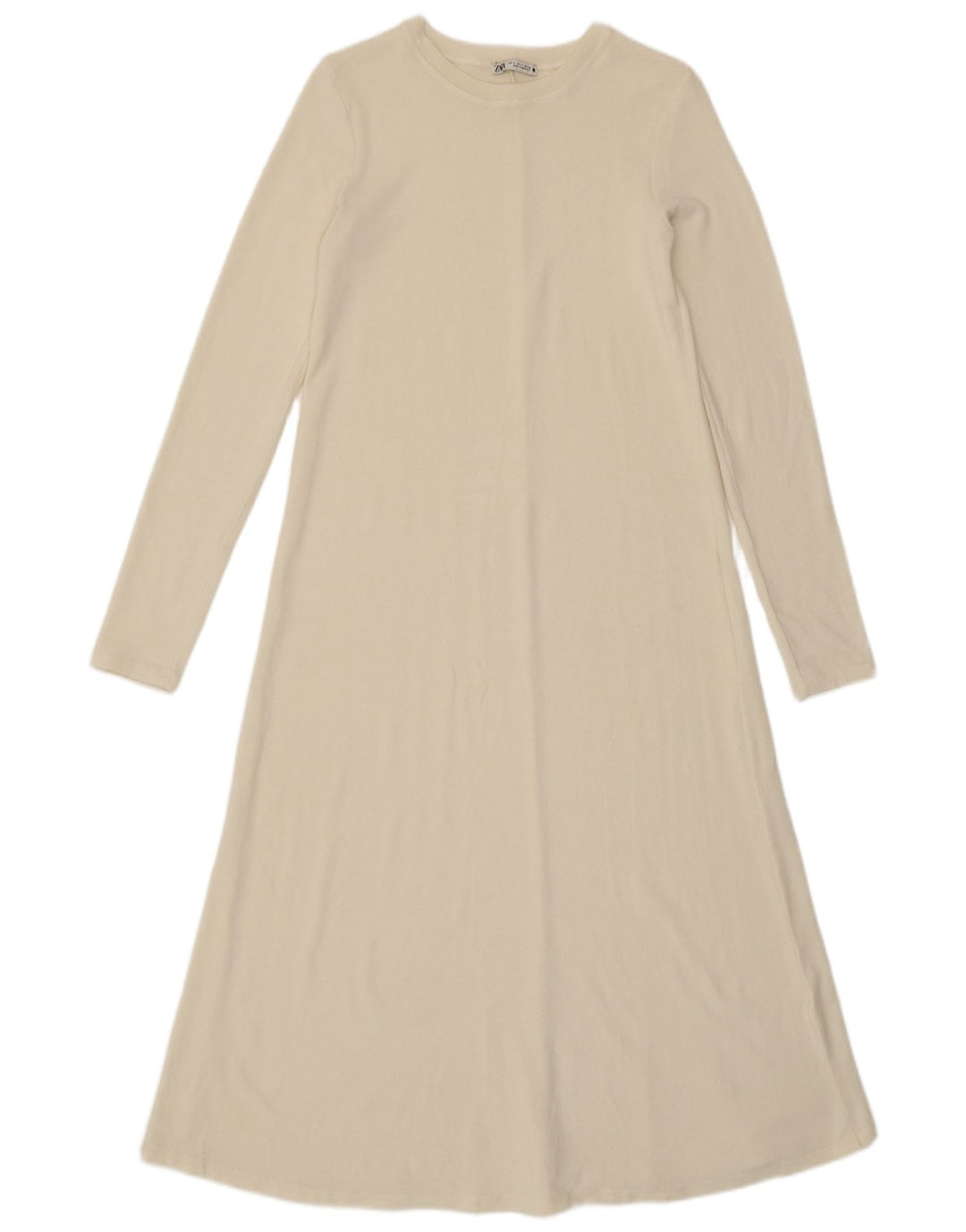 Zara Mujer Maxi Vestido Jersey UK 10 Small Blanco