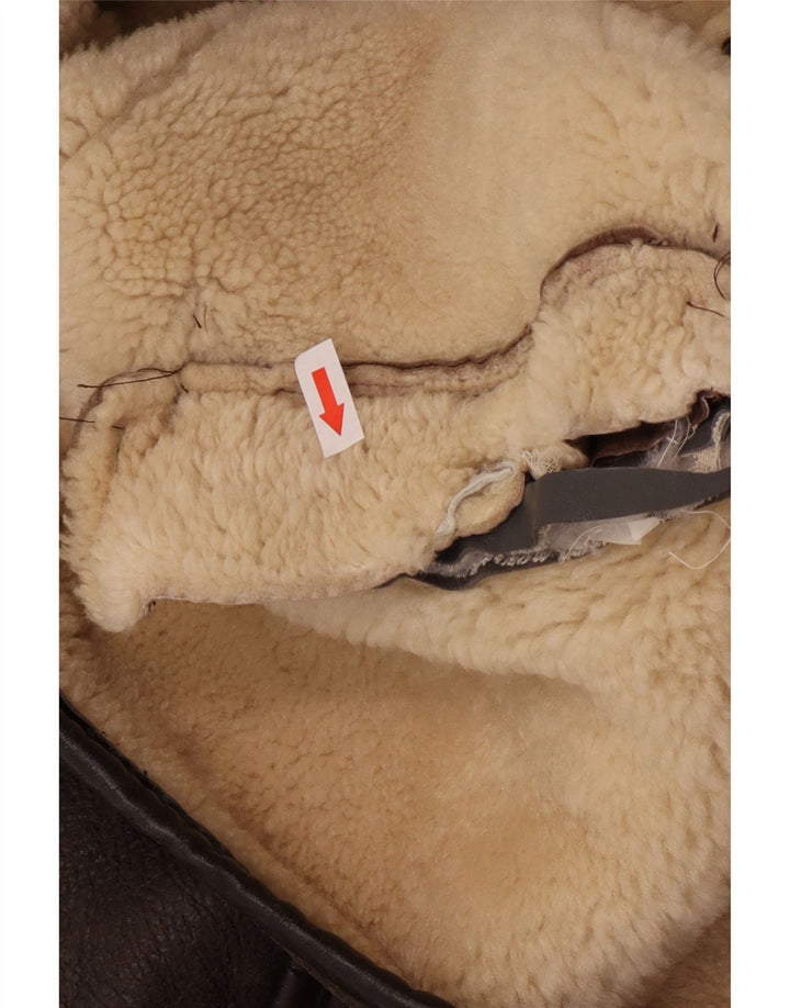 Vintage hombres shearling chaqueta Reino Unido 38 marrón medio