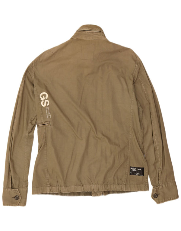 G-Star Mens Graphic Military Jacket UK 42 XL Khaki Cotton