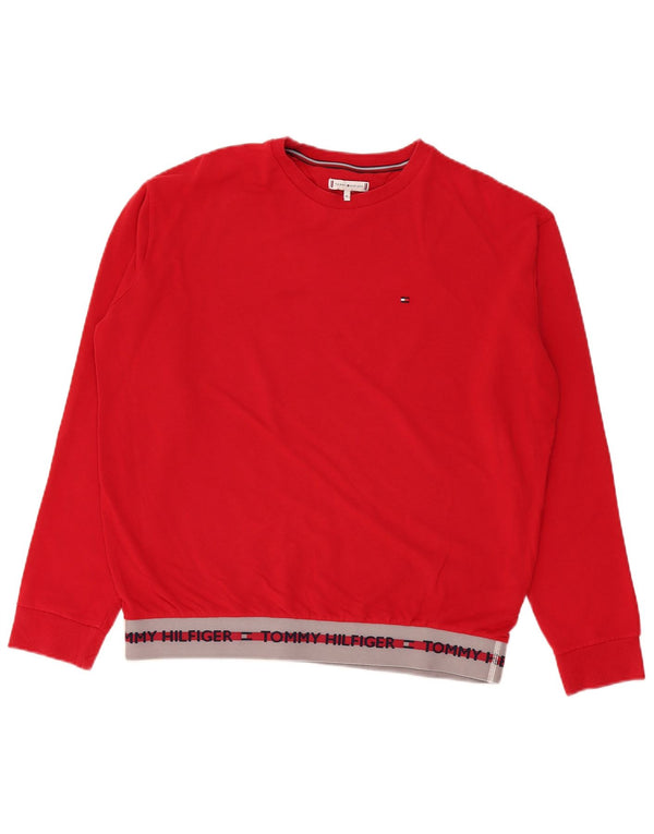 Tommy Hilfiger Hombre Sudadera Gráfica Jumper XL Rojo Colorblock Algodón