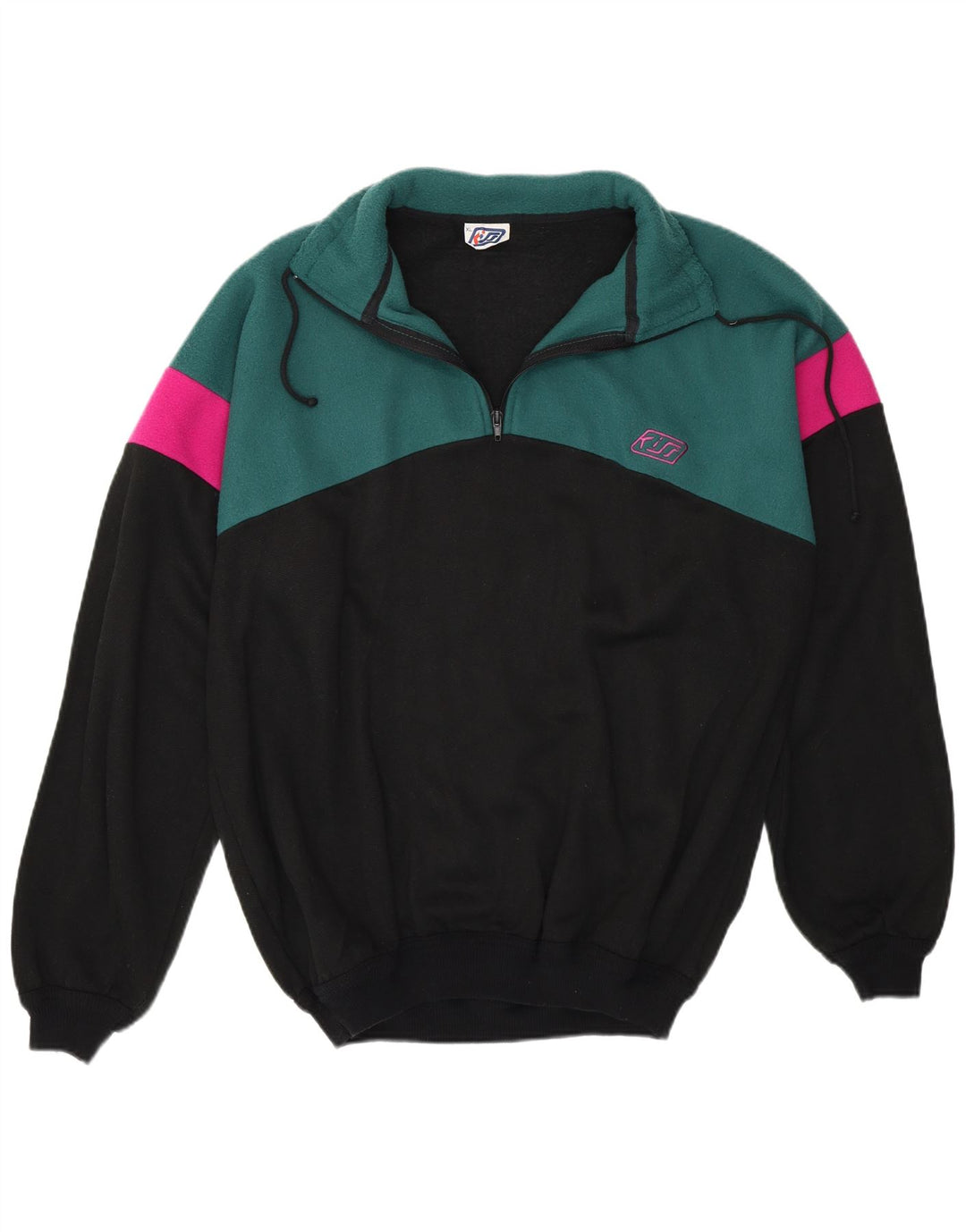 KISS Sudadera De Forro Polar Hombre XL Negro Colorblock Algodón