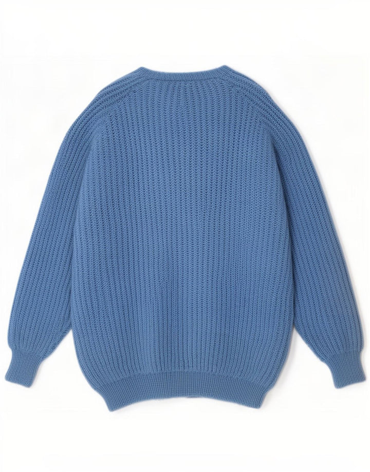 Vintage hombres cuello redondo jersey suéter XL azul