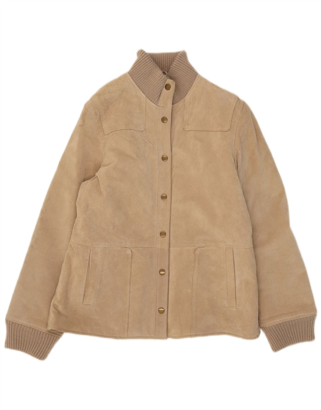 Castro Chaqueta Bomber de Ante para Mujer UK 40 Grande Cuero Beige