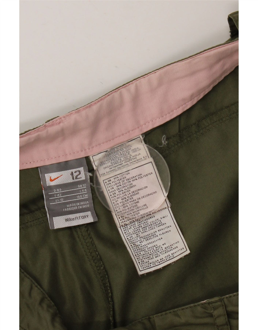 Nike Pantalones cortos chinos para mujer UK 12 Medium W32 Caqui Algodón