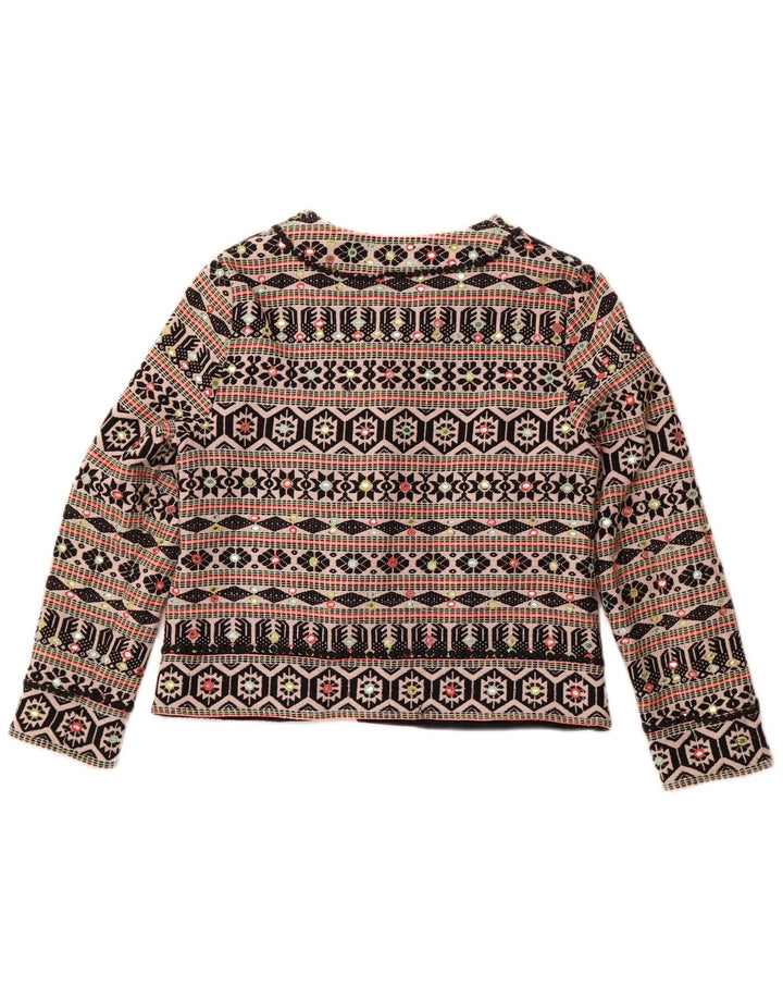 MONSOON Chaqueta Bolero Abierta para Mujer UK 40 XL Algodón Geométrico Negro