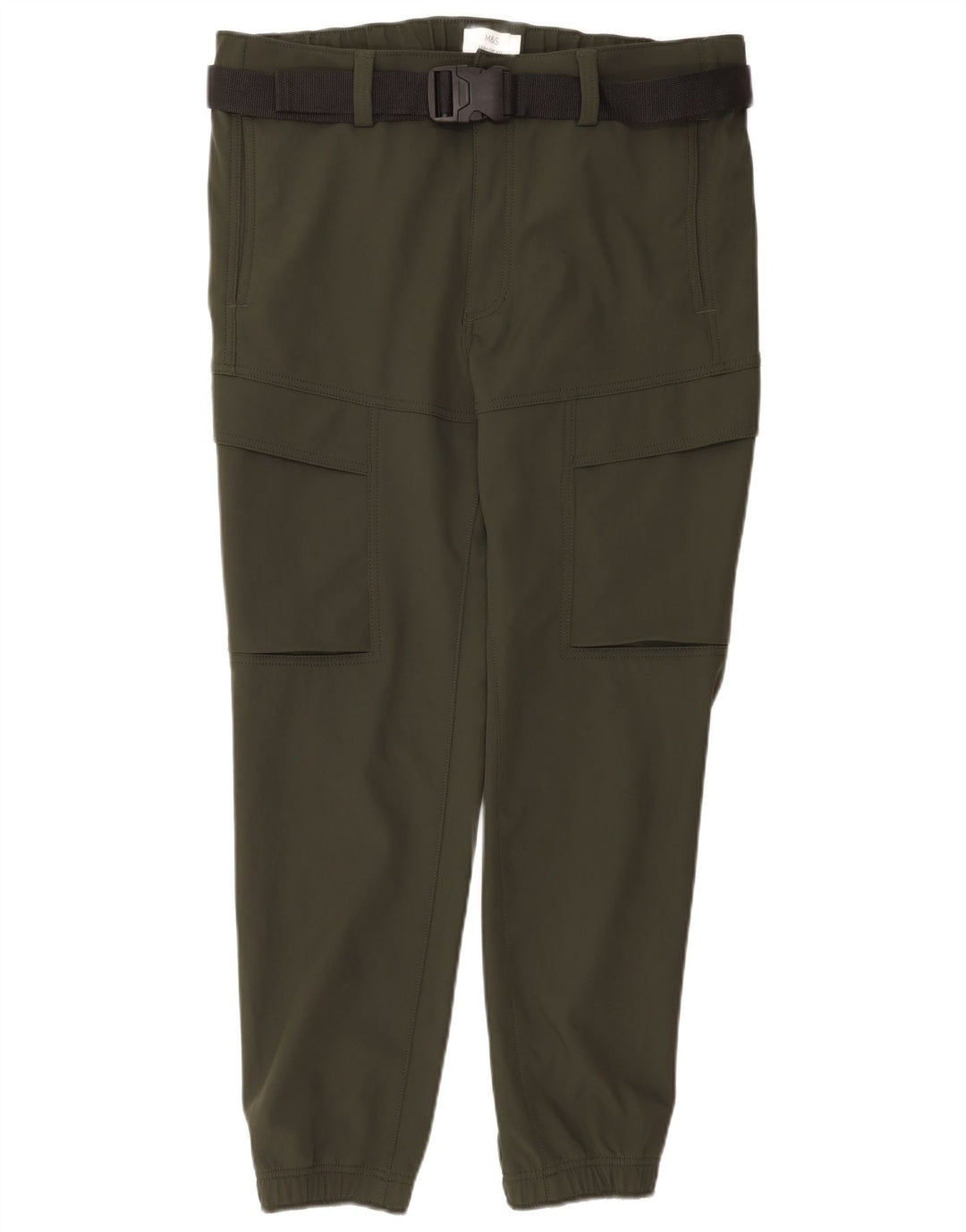Marks & Spencer Pantalones cargo rectos para hombre W36 L31 Poliéster caqui