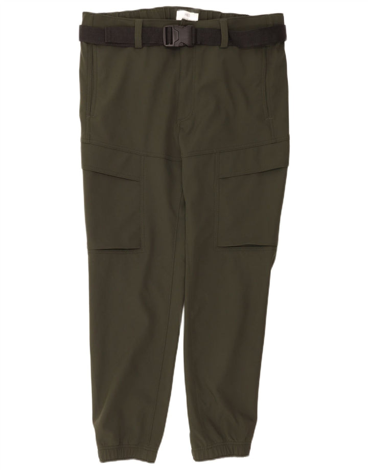 Marks & Spencer Pantalones cargo rectos para hombre W36 L31 Poliéster caqui