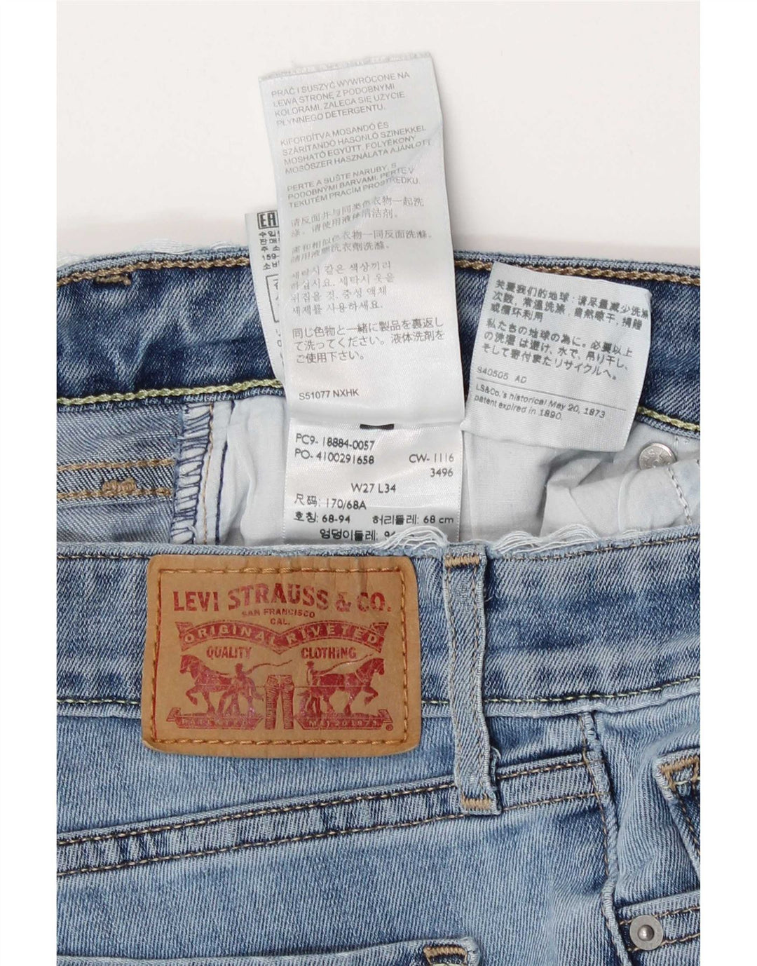 Levi's Mujer 712 Slim Jeans W27 L34 Algodón Azul