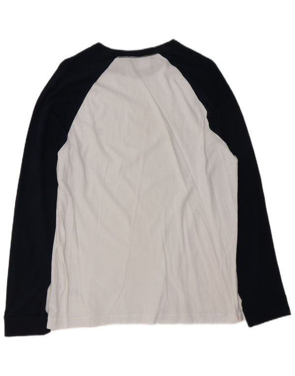 French Connection Top para hombre de manga larga de algodón color block blanco grande