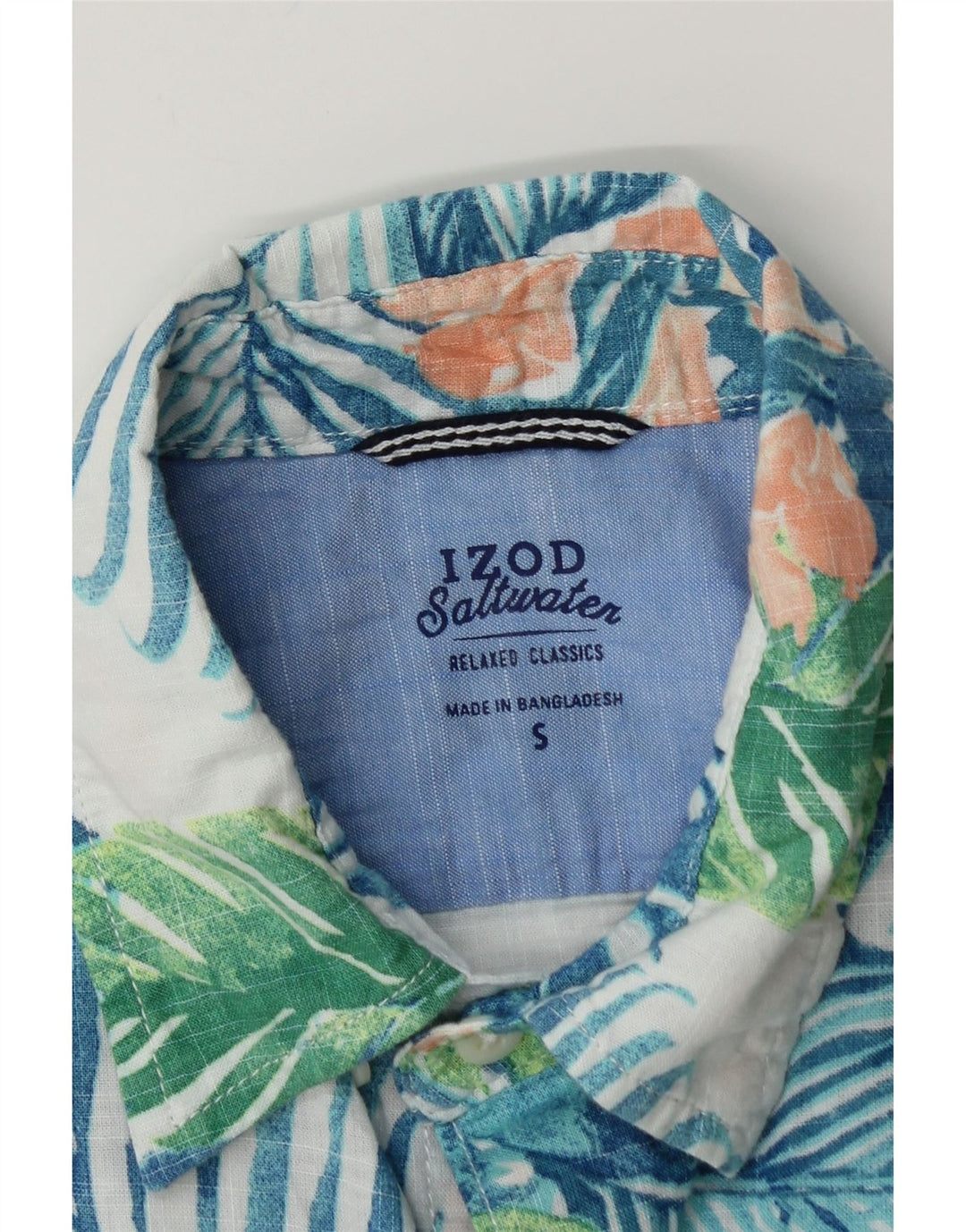 IZOD Camisa de manga corta de agua salada para hombre, talla pequeña, azul floral