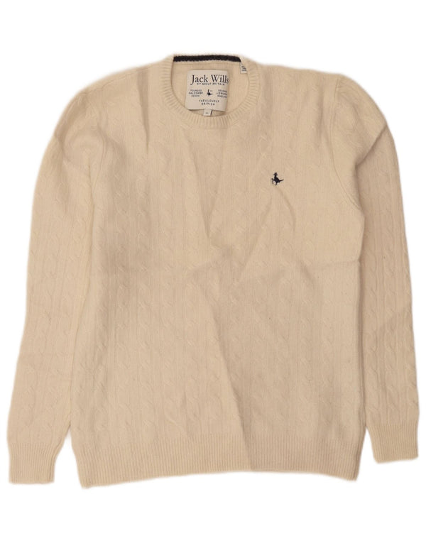 Jack Wills Jersey de cuello redondo para mujer UK 18 XL Off White Wool