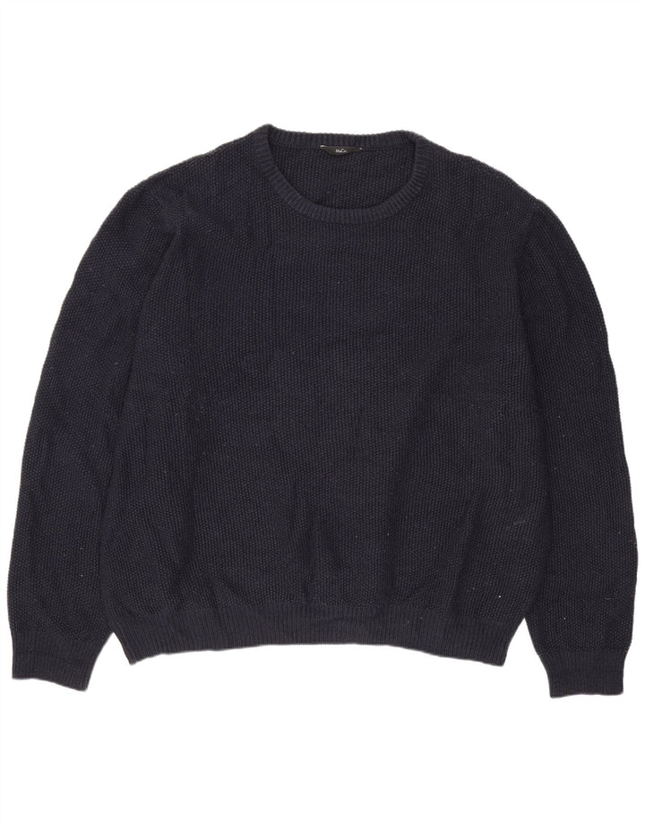 M&Co Jersey de cuello redondo para hombre, talla 2XL, acrílico azul marino