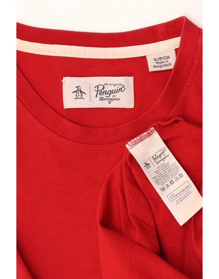 Penguin - Camiseta para hombre, talla pequeña, algodón rojo