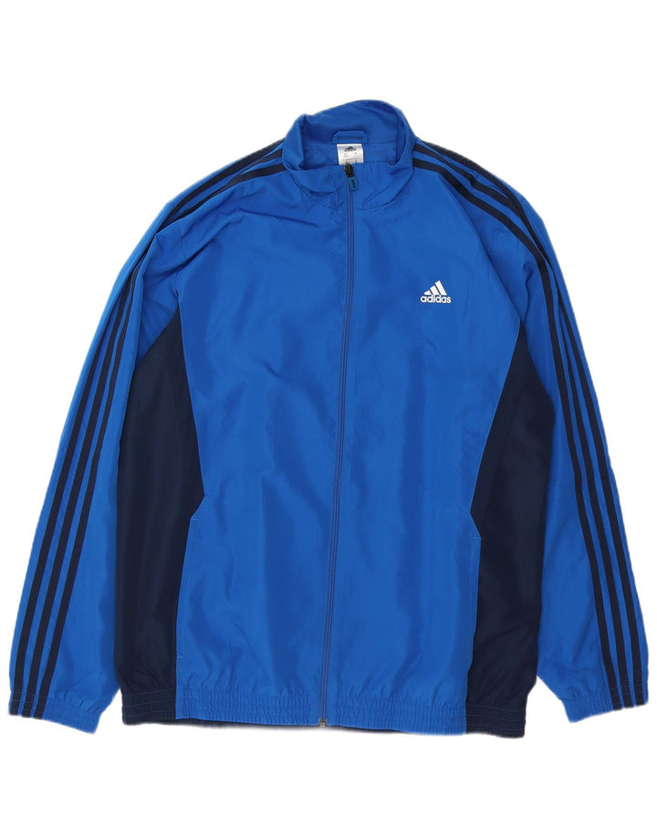 ADIDAS Mens Tracksuit Top Jacket UK 44/46 Large Blue Colourblock Polyester