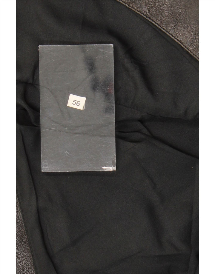 VINTAGE Chaleco de cuero para hombre IT 56 XL Marrón