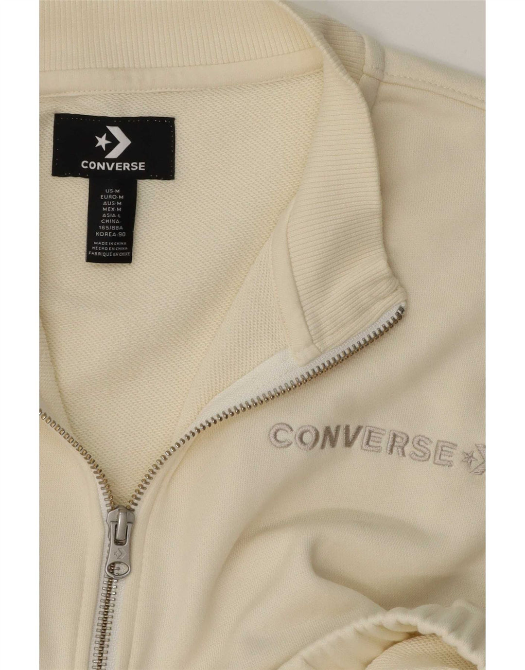 Converse Mujer Chándal Top Chaqueta UK 14 Mediano Blanco