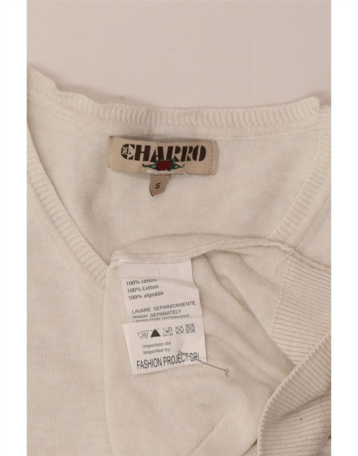 Charro - Jersey con cuello en V para hombre, talla pequeña, algodón blanco