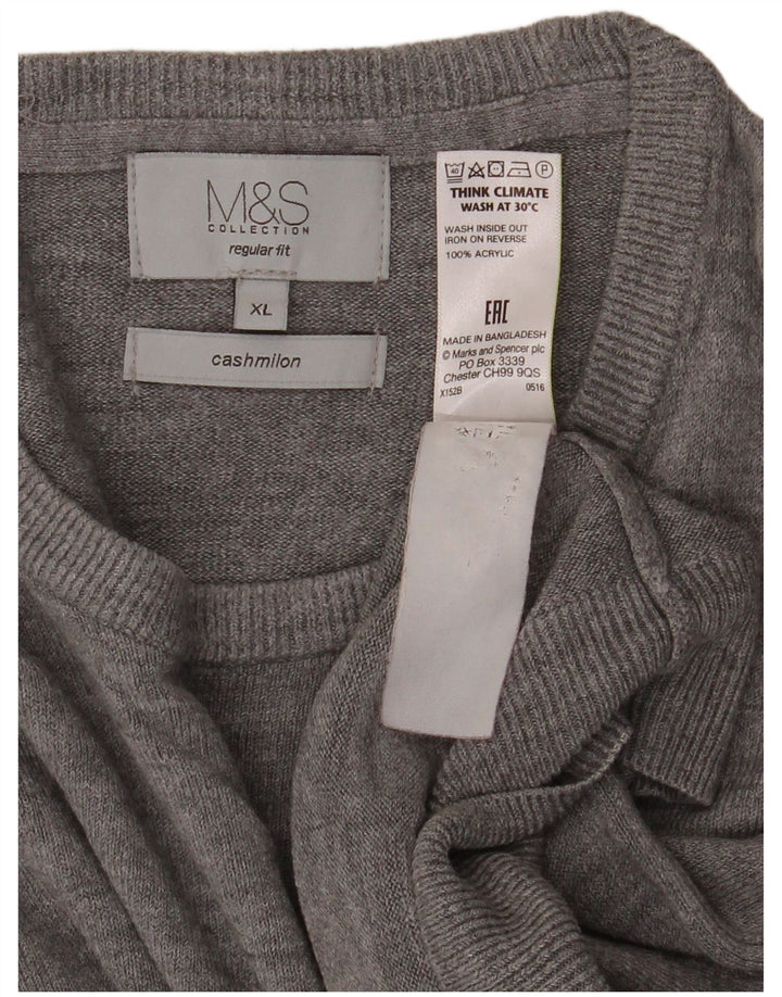 Marks & Spencer Suéter Regular Fit con Cuello Redondo para Hombre XL Acrílico Gris