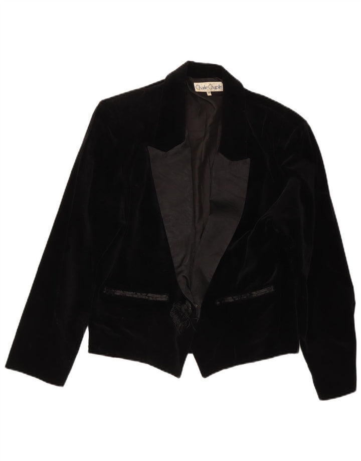 Charlie Chaplin Chaqueta Blazer de Terciopelo con 1 botón para Mujer IT 46 Grande Negro