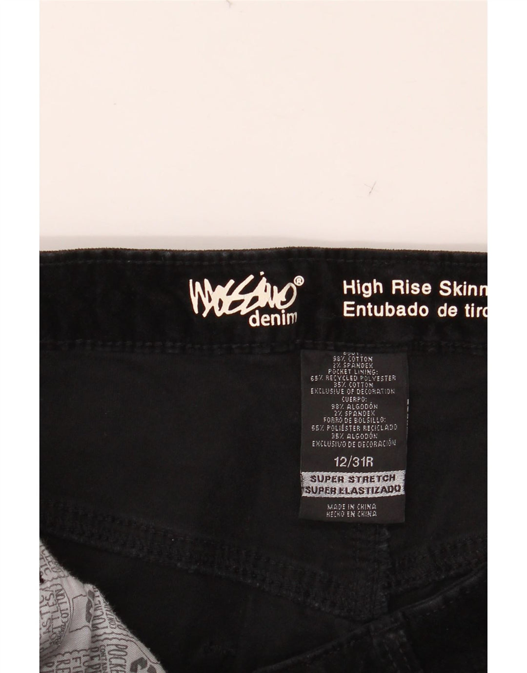 MOSSIMO Pantalones casuales ajustados de cintura alta para mujer US 12 Large W31 L29 Negro