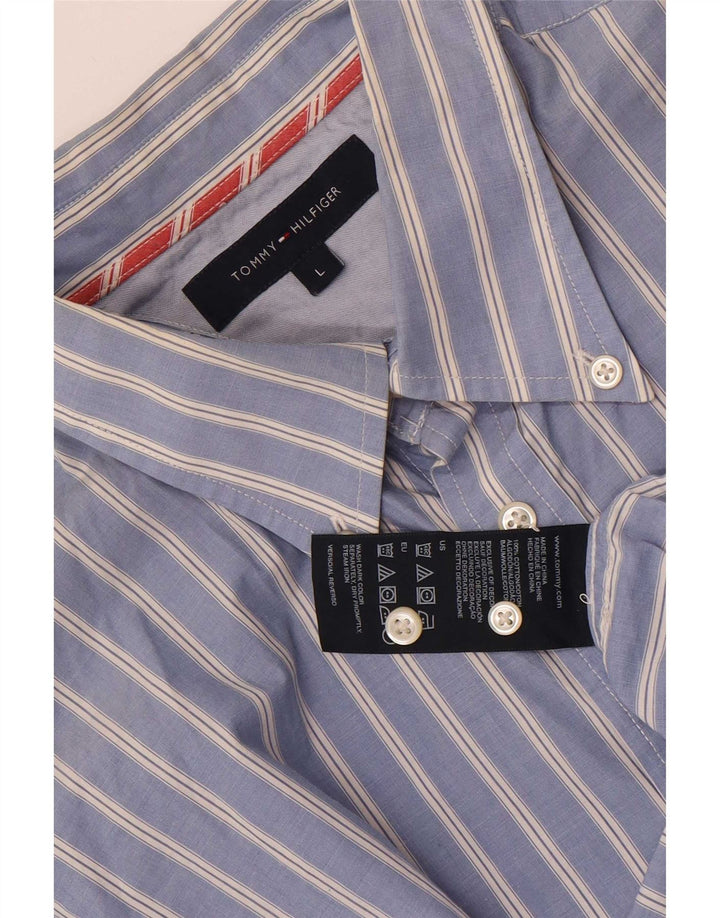 Camisa Tommy Hilfiger Hombre Grande Algodón A Rayas Azul